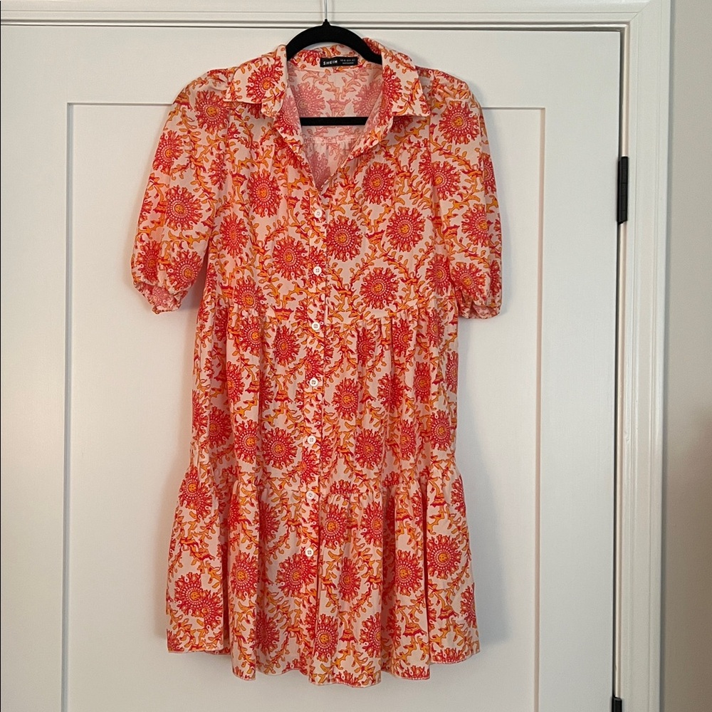 SHEIN Floral Pink and Orange Dress